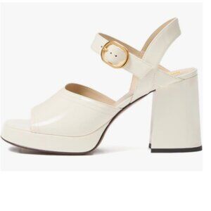 Maiyang White Open Toe Platform Ankle Strap Adjustable Buckle Block Heel Sandals